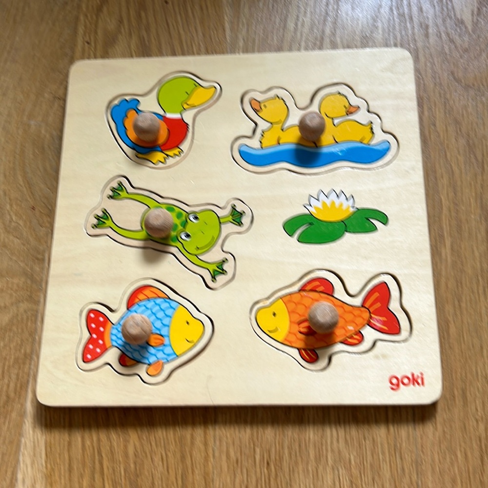 Goki Lift-out wooden Puzzle - Our Pond. Used but in perfect condition!